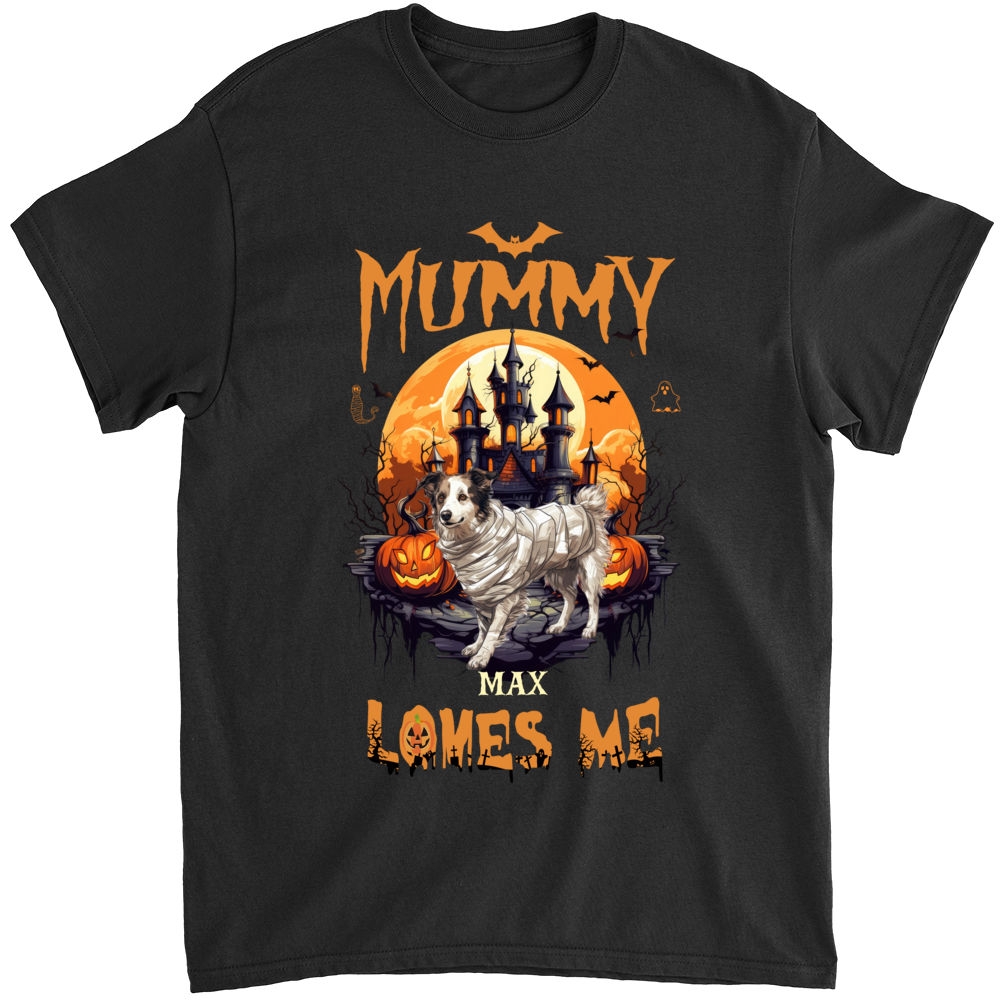 Halloween Dog Shirt - Border Collie Dog Mummy Running From Halloween Castle - Shirt