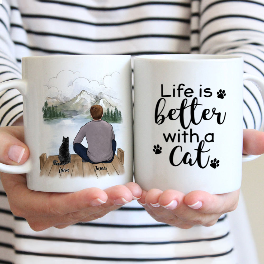 Man and Cats - Life Is Better With Cat - Personalized Mug