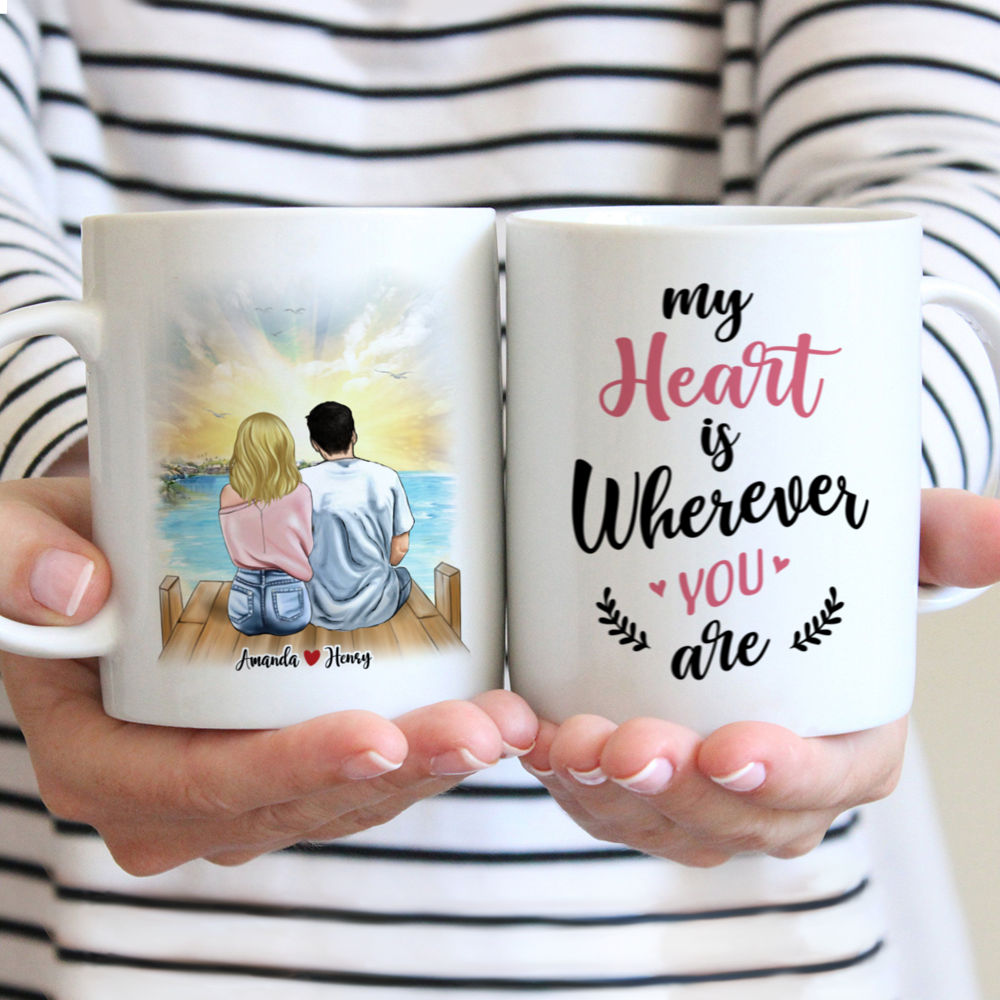 Couple Mug - My Heart Is Wherever You Are - Valentine's Day, Anniversary gifts, Couple Gifts - Personalized Mug