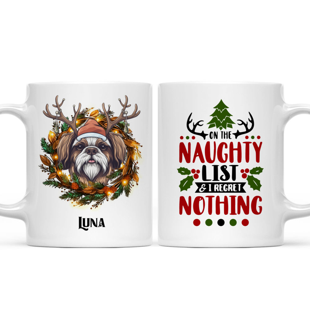 Personalized Mug - Christmas Dog Mug - Shih Tzu Dog with Reindeer Antlers Christmas Cartoon Mug_3