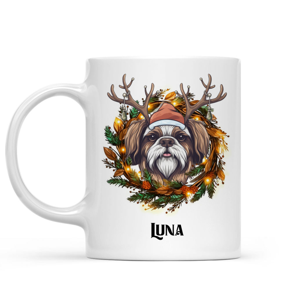 Christmas Dog Mug - Shih Tzu Dog with Reindeer Antlers Christmas Cartoon Mug - Mug_1