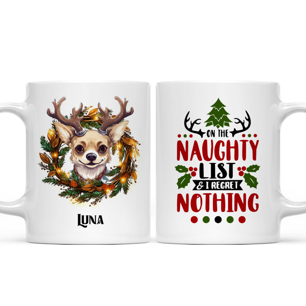 Cartoon Chihuahua Dog Mug with Christmas Antlers