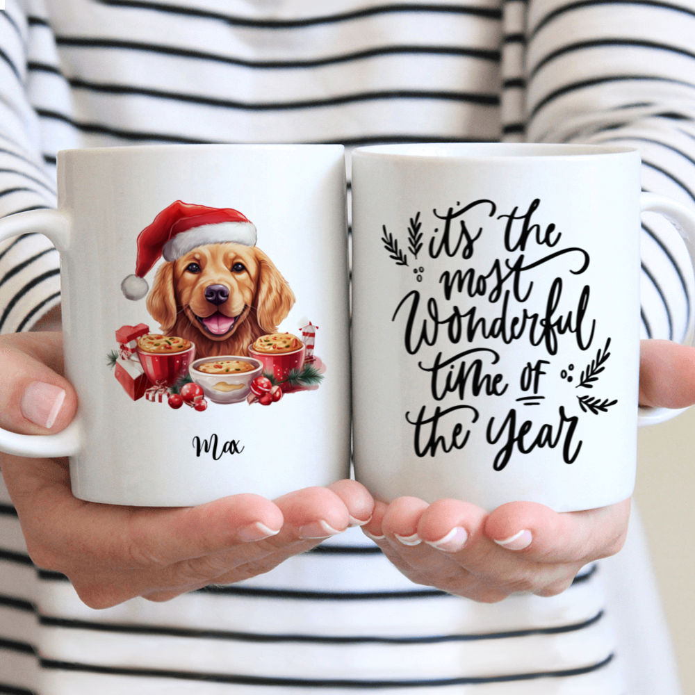 Christmas Dog Mug - Cute Funny Golden Retriever Dog Peeking Christmas Mug - Mug