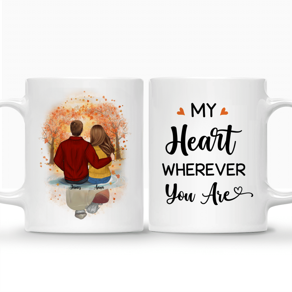 Personalized Mug - Couple Mug - Autumn - My Heart Is Wherever You Are - Valentine's Day, Anniversary gifts, Couple Gifts, Gifts For Her, Him, Wife, Husband_3