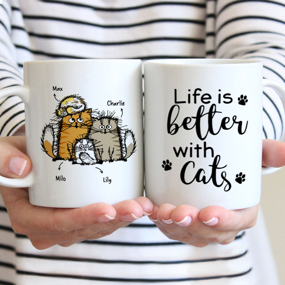 Personalized Mug - Cat Family - Life is better with Cats