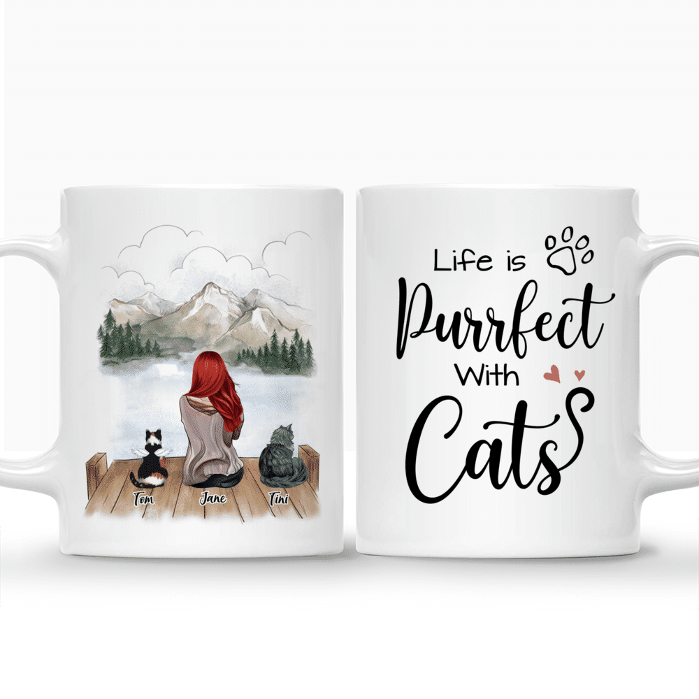 Personalized Mug - Girl and Cats - Life is purrfect with Cats_3