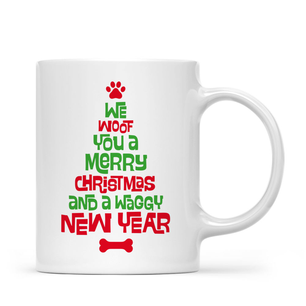 Personalized Mug - Christmas Dog Mug - Cute Pitbull Dogs Creating Christmas Tree Cartoon_2