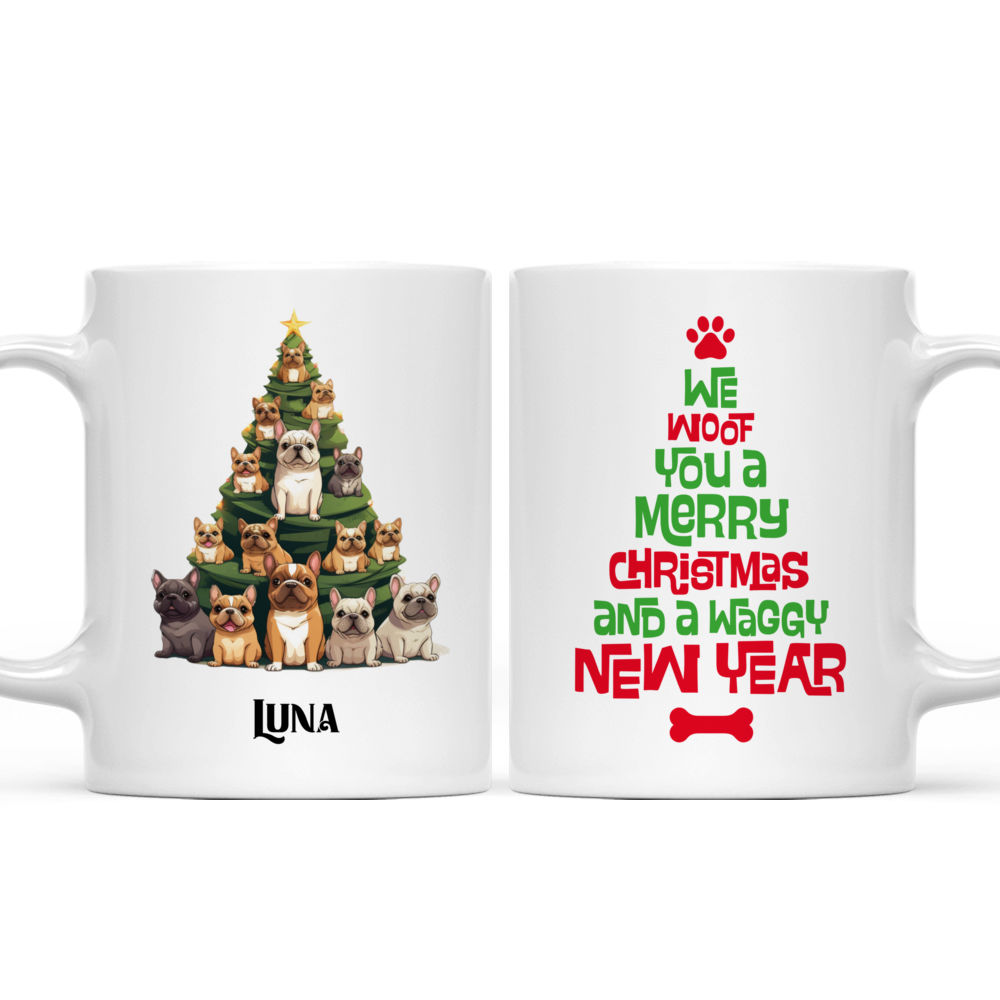 Christmas Dog Mug - Cute French Bulldog Dogs Creating Christmas Tree Cartoon - Mug_3