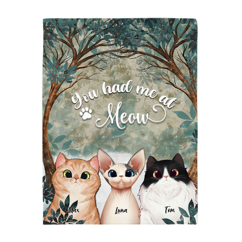 Personalized Fleece Blanket - You Had Me At Meow