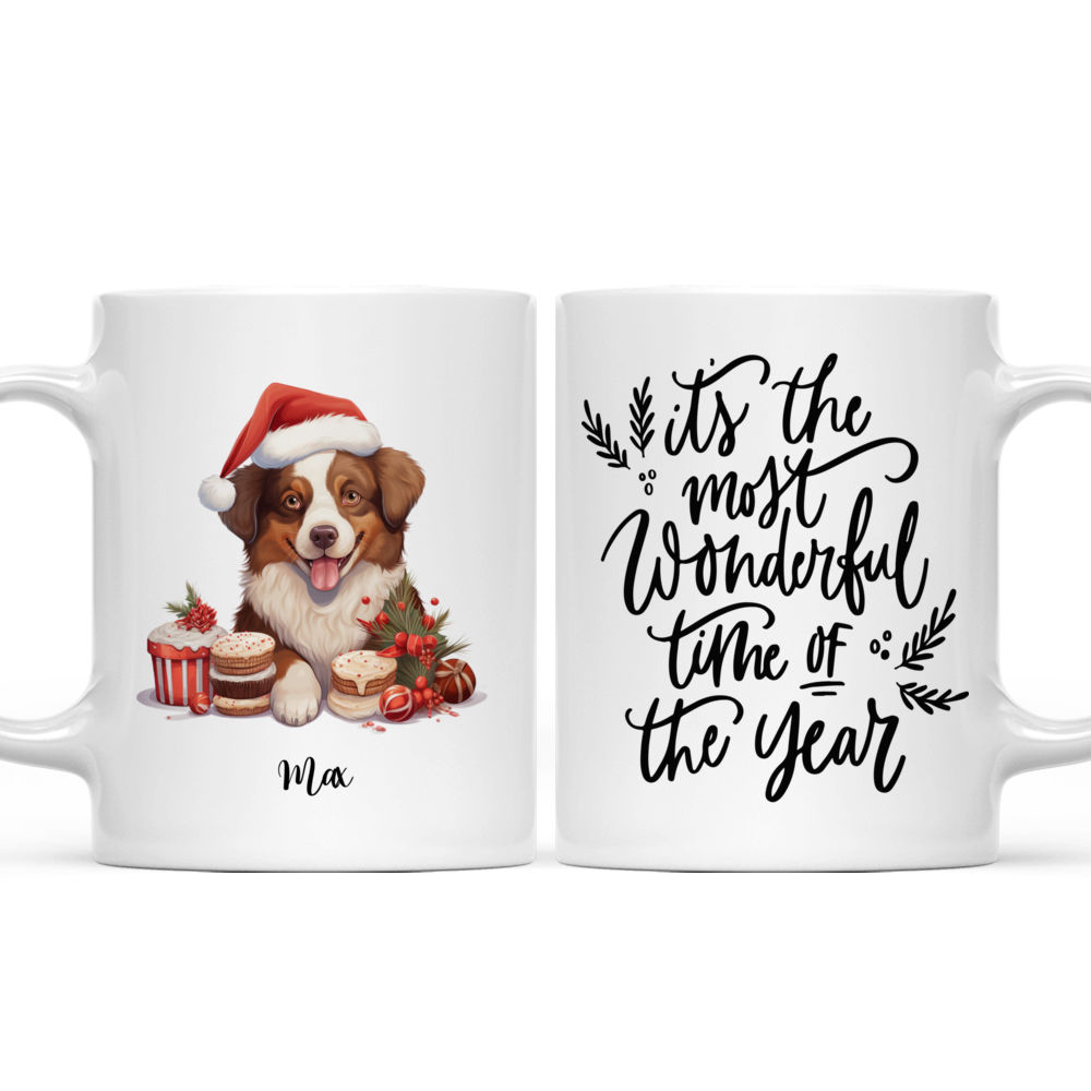 Christmas Dog Mug - Cute Australian Shepherd Dog Peeking Christmas Hot Chocolate Cup - Mug_3