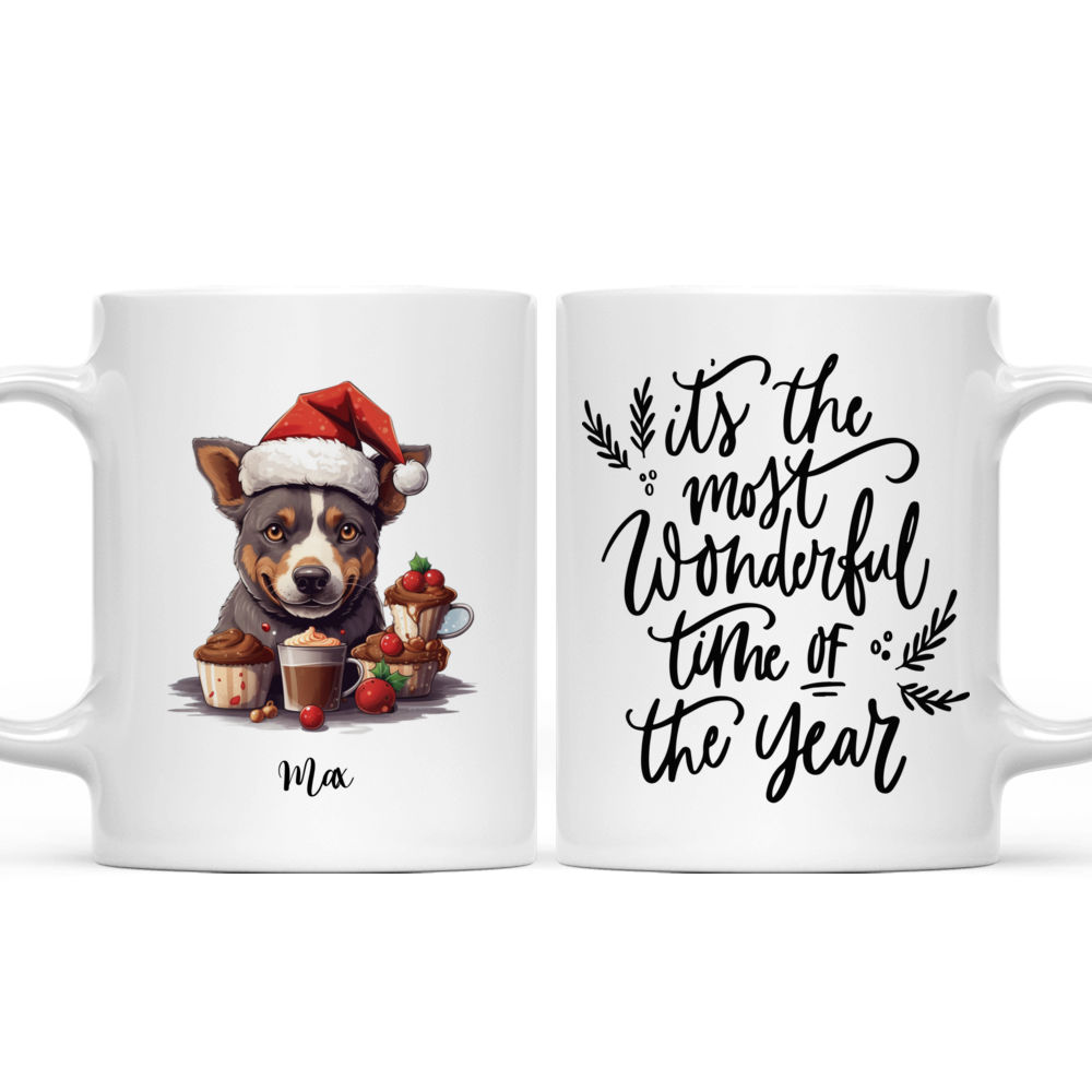 Christmas Dog Mug - Cute Australian Cattle Dog Peeking from Christmas Cups - Mug_3