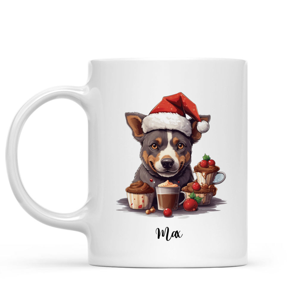 Christmas Dog Mug - Cute Australian Cattle Dog Peeking from Christmas Cups - Mug_1