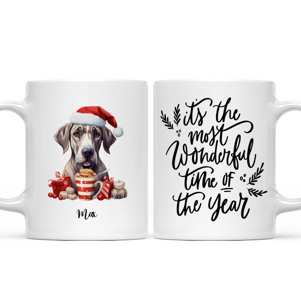 Christmas Dog Mug - Cute Great Dane Dog Peeking from Christmas Hot Chocolate Cups - Mug_3