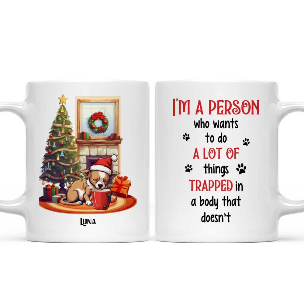 Christmas Dog Mug - Lazy Chihuahua Dog Sleeping with Christmas Dog Mug - Mug_3