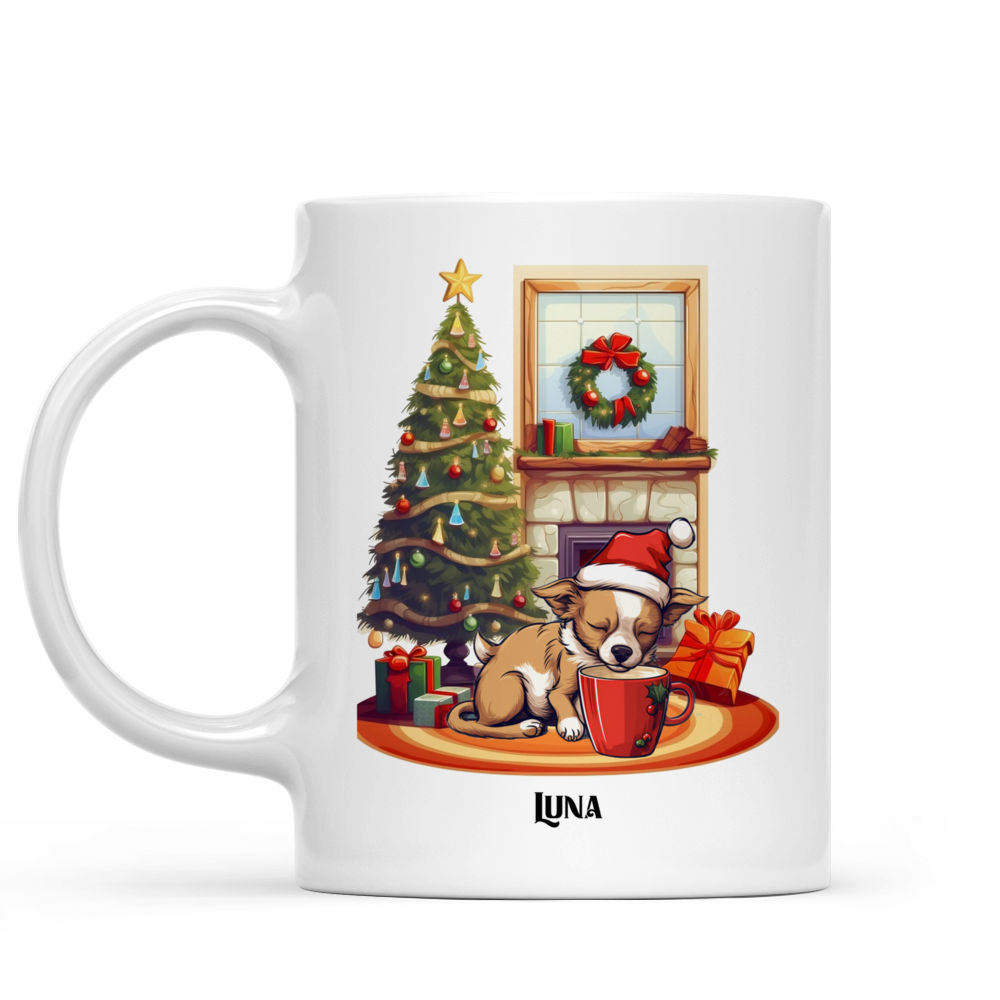 Christmas Dog Mug - Lazy Chihuahua Dog Sleeping with Christmas Dog Mug - Mug_1