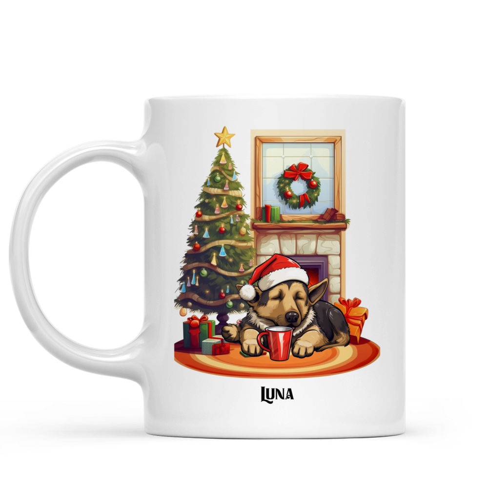 Christmas Dog Mug - Lazy German Shepherd Dog Sleeping with Christmas Dog Mug - Mug_1