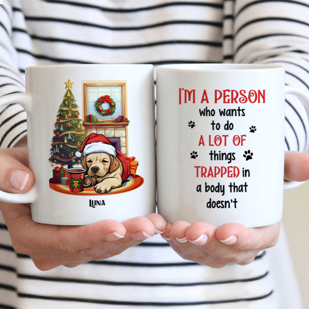 Christmas Dog Mug - Lazy Labrador Retriever Dog Sleeping with Christmas Dog Mug - Mug