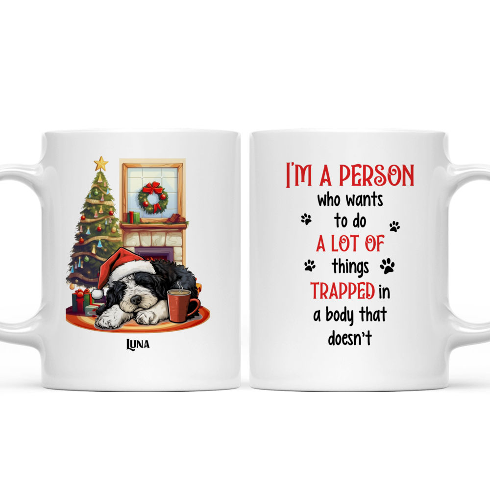 Lazy Portuguese Water Dog Sleeping Christmas Dog Mug