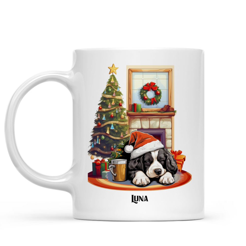 Christmas Dog Mug - Lazy English Springer Spaniel Dog Sleeping with Christmas Mug - Mug_1