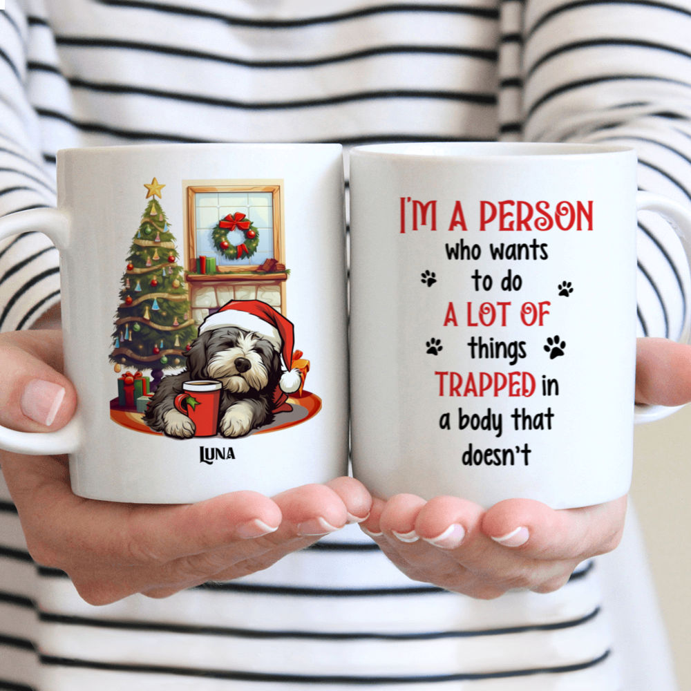 Christmas Dog Mug - Cute Lazy Havanese Dog Sleeping with Christmas Mug - Mug