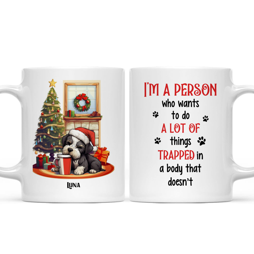 Christmas Dog Mug - Lazy Miniature Schnauzer Dog Sleeping with Christmas Dog Mug - Mug_3