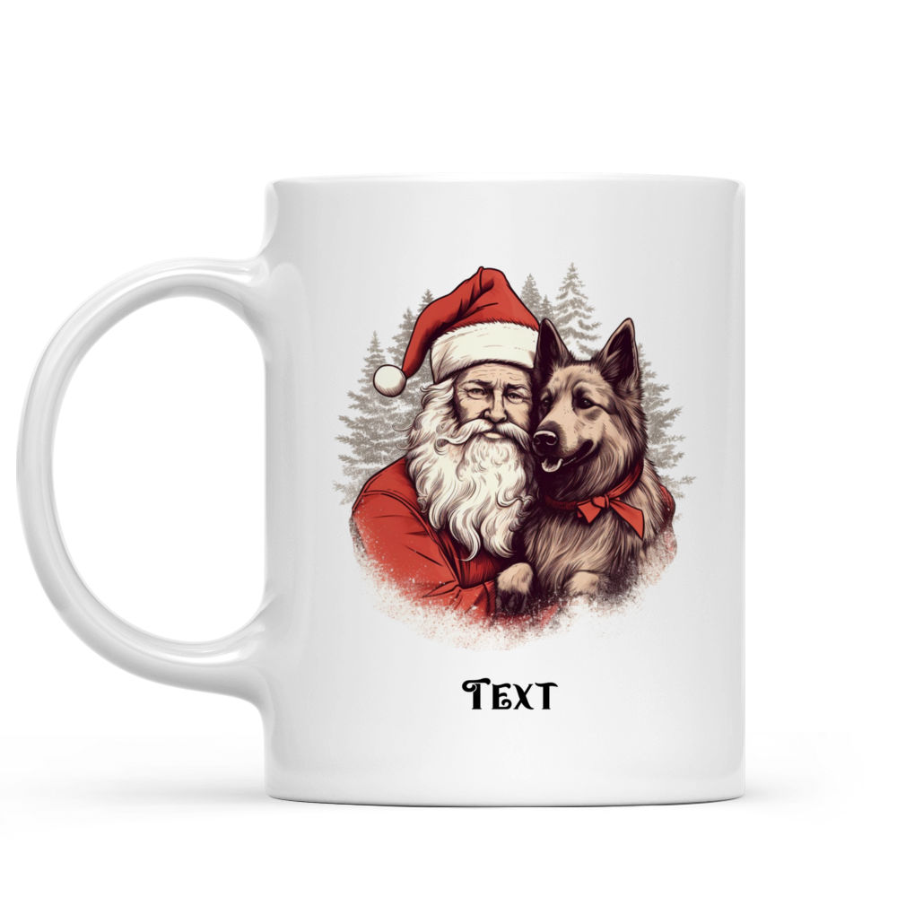 Christmas Dog Mug - Vintage Santa Claus Hugging German Shepherd Dog Christmas Mug - Mug_1