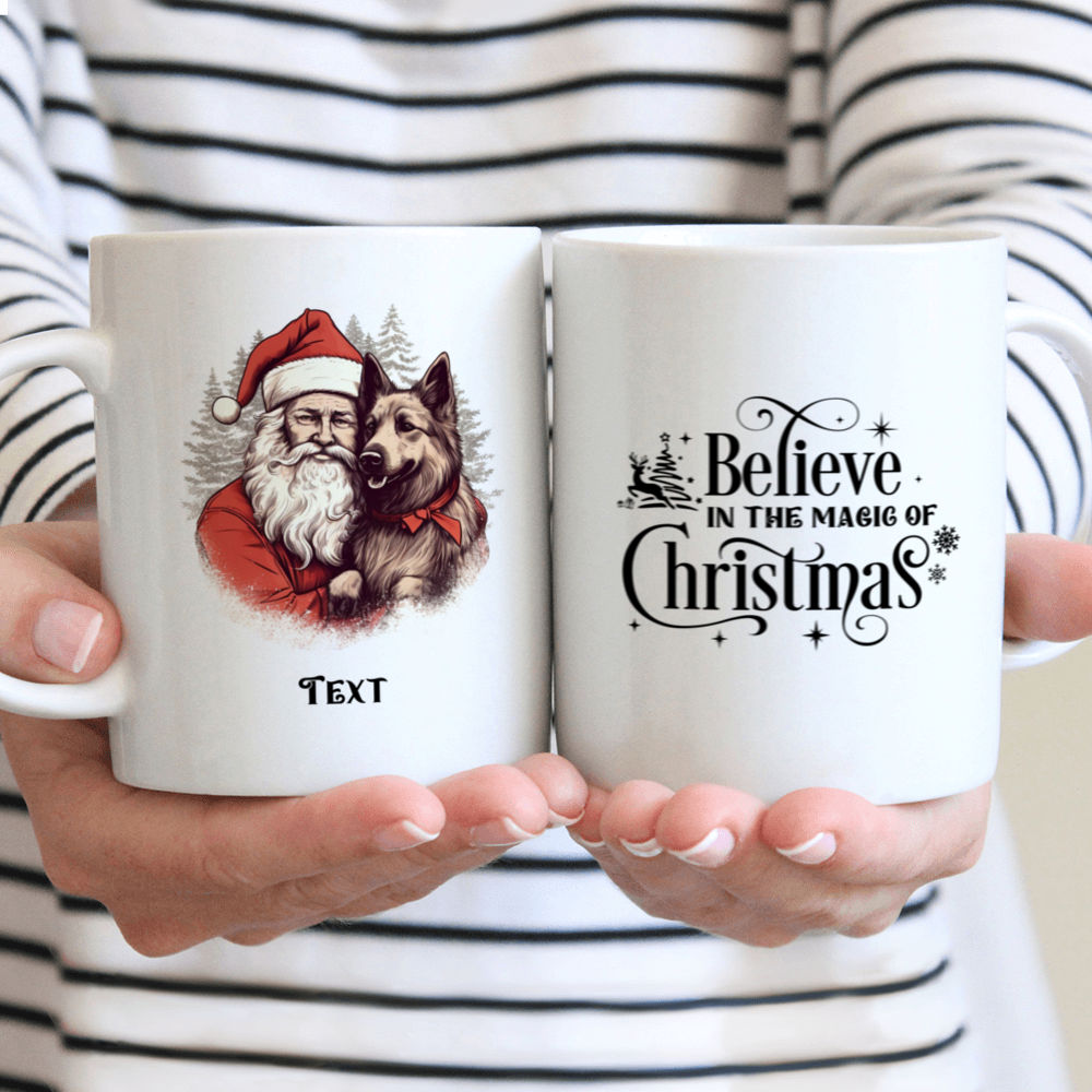 Christmas Dog Mug - Vintage Santa Claus Hugging German Shepherd Dog Christmas Mug - Mug