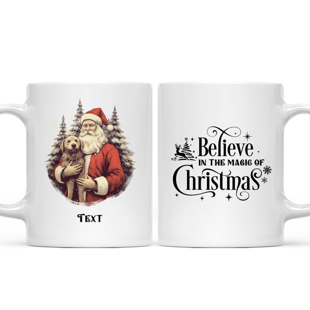 Christmas Dog Mug - Vintage Santa Claus Hugging Golden Retriever Dog Christmas Mug - Mug_3