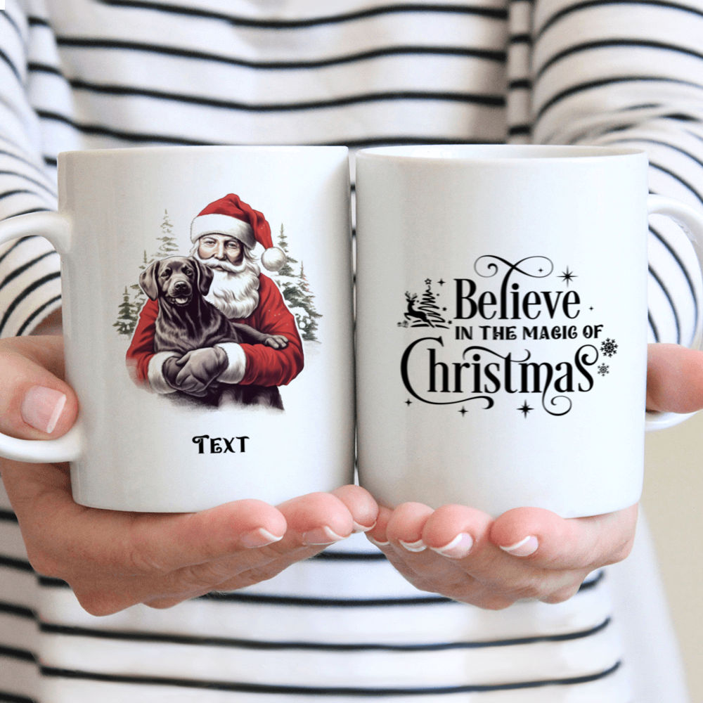 Christmas Dog Mug - Vintage Santa Claus Hugging Labrador Retriever Dog Christmas Mug - Mug