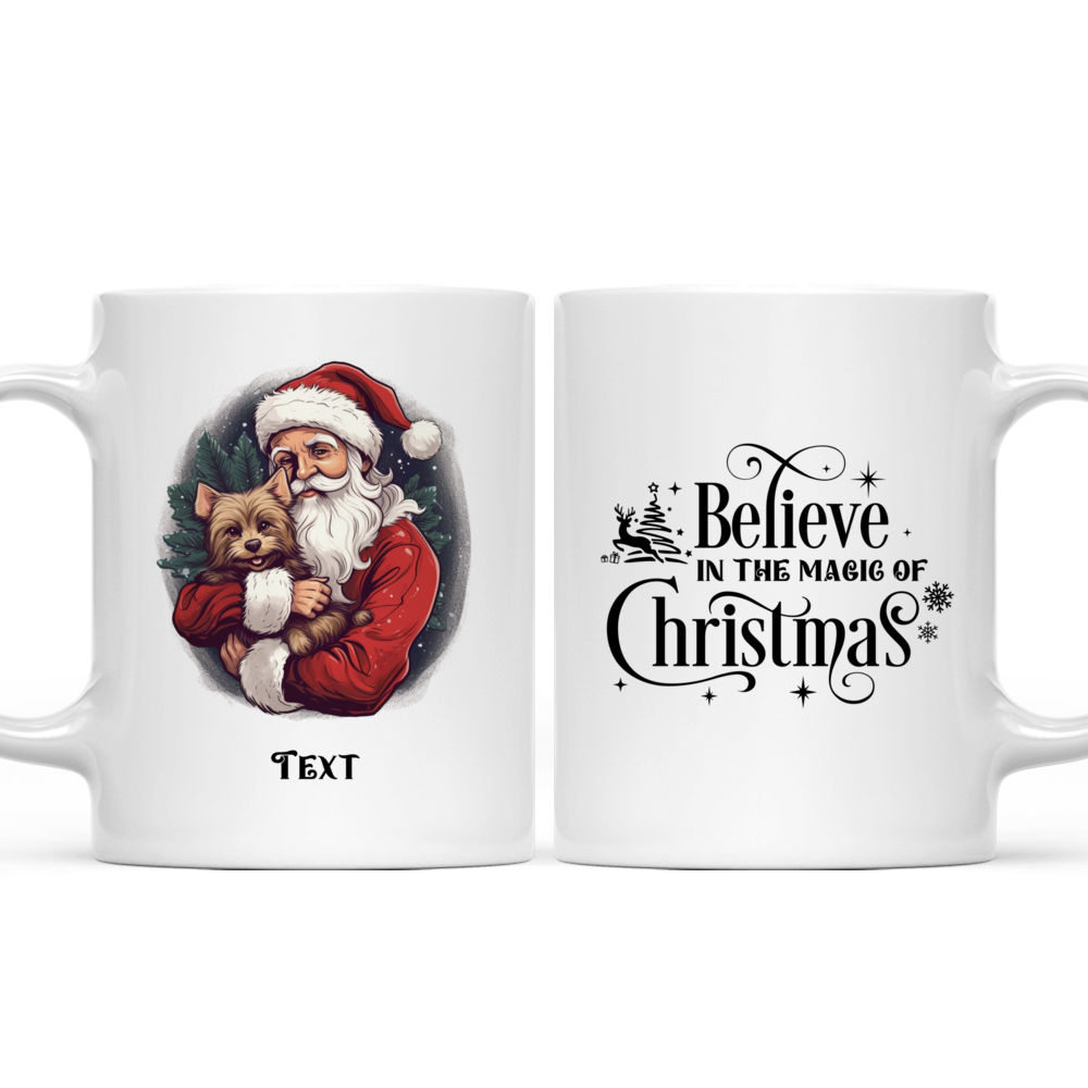 Christmas Dog Mug - Vintage Santa Claus Hugging Yorkshire Terrier Dog Christmas Mug - Mug_3