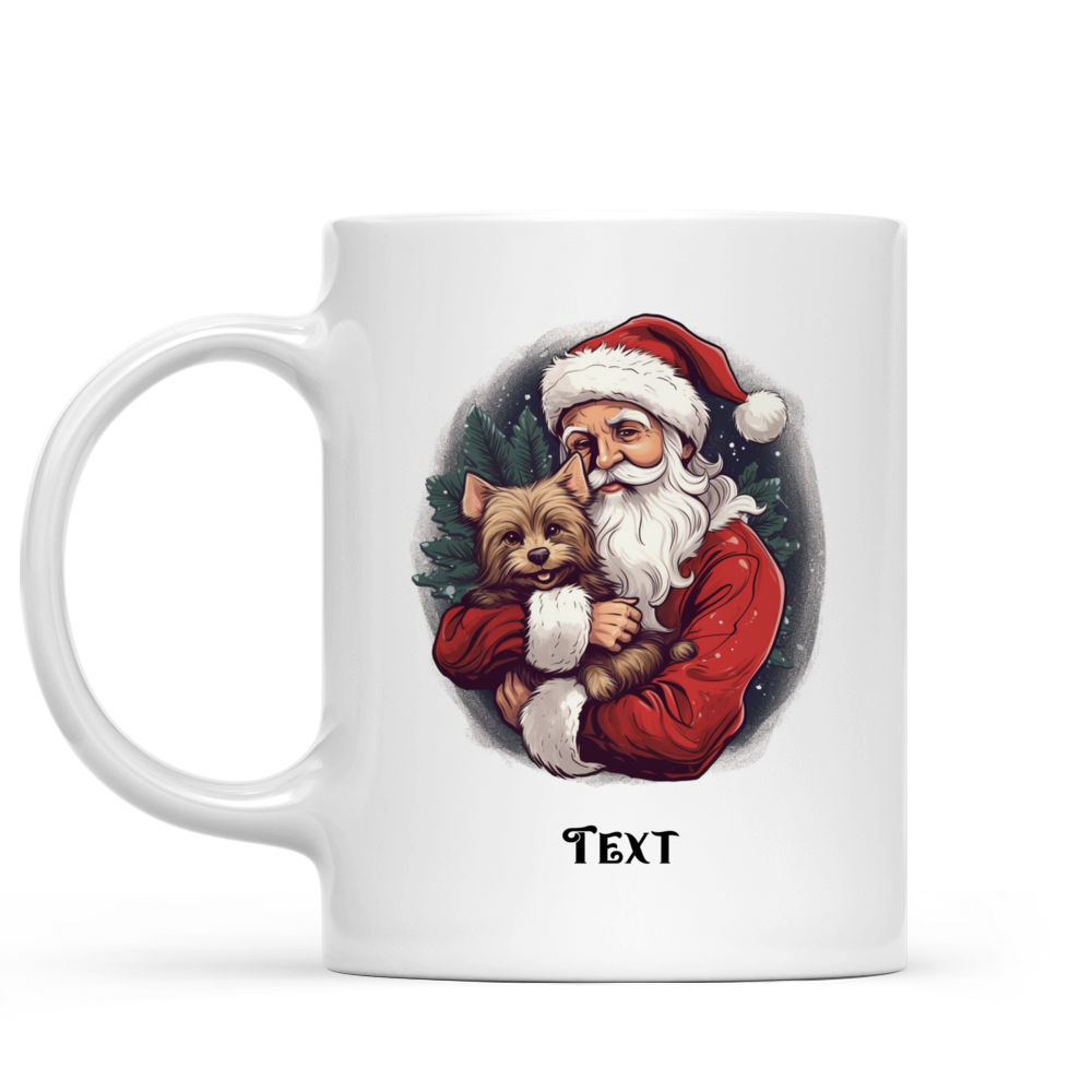 Christmas Dog Mug - Vintage Santa Claus Hugging Yorkshire Terrier Dog Christmas Mug - Mug_1