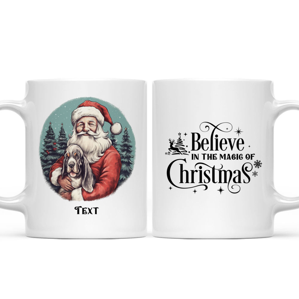 Christmas Dog Mug - Vintage Santa Claus Hugging Bassett Hound dog Christmas Mug - Mug_3