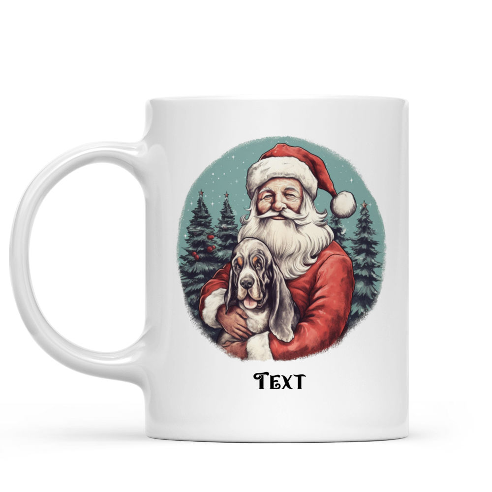 Christmas Dog Mug - Vintage Santa Claus Hugging Bassett Hound dog Christmas Mug - Mug_1