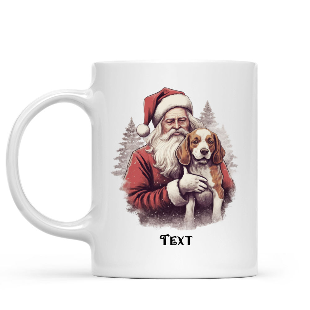 Personalized Mug - Christmas Dog Mug - Vintage Santa Claus Hugging Beagle dog Christmas Mug_1