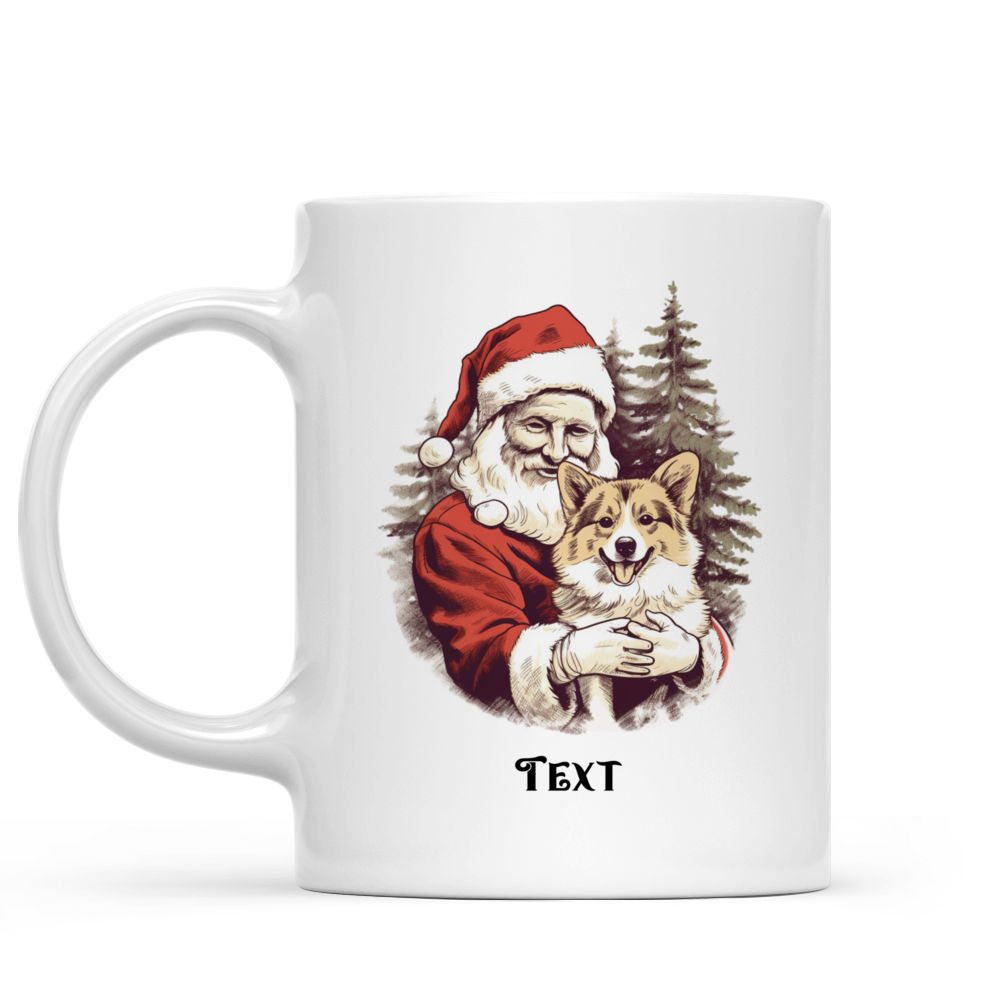 Personalized Mug - Christmas Dog Mug - Vintage Santa Claus Hugging Pembroke Welsh Corgi Dog Christmas Mug_1