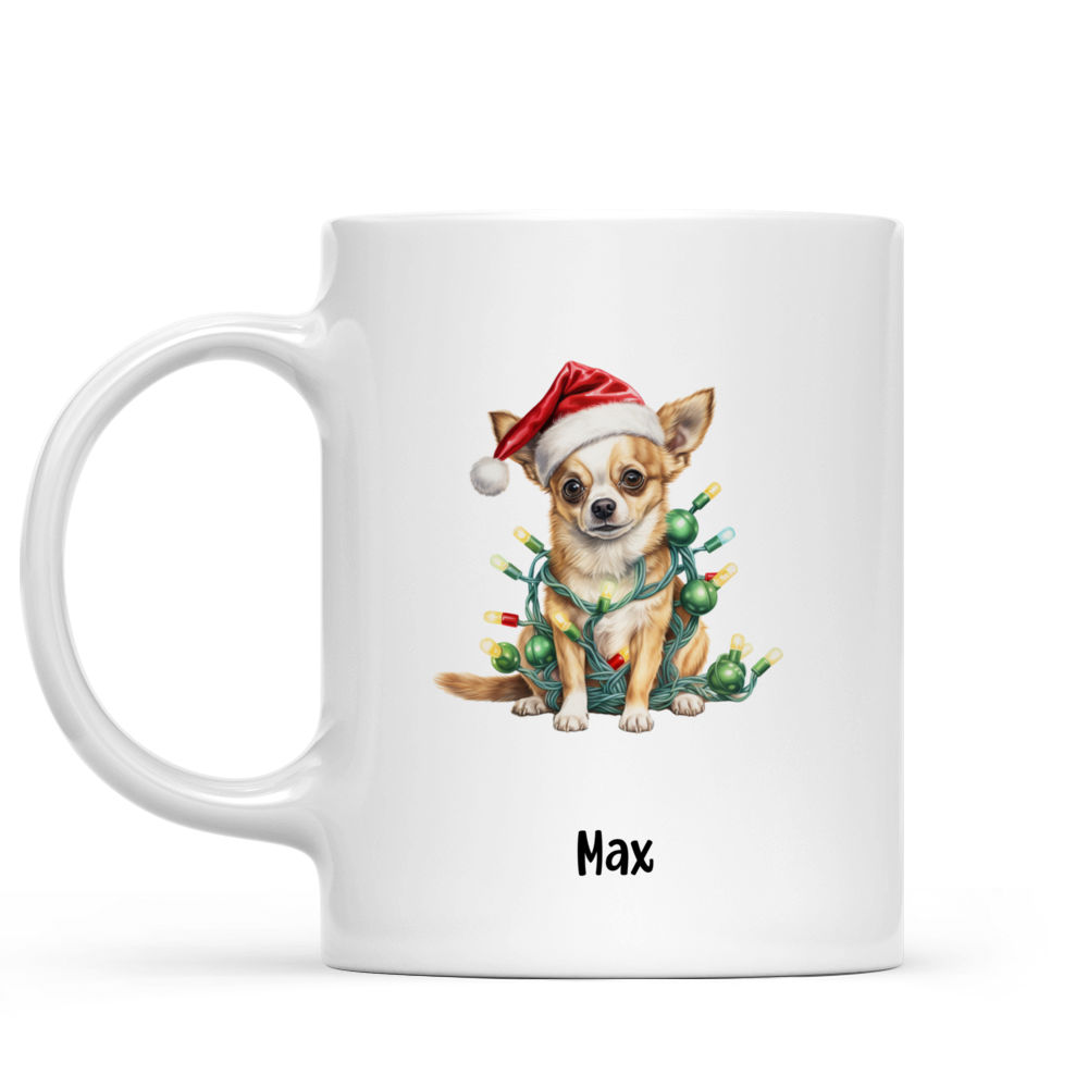 Christmas Dog Mug - Christmas Chihuahua Dog Wrapped in Lights - Mug_1