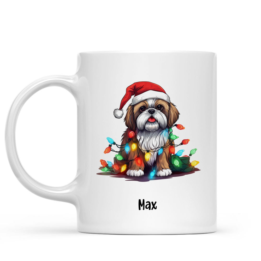 Christmas Dog Mug - Christmas Shih Tzu Dog with Christmas Lights - Mug_1