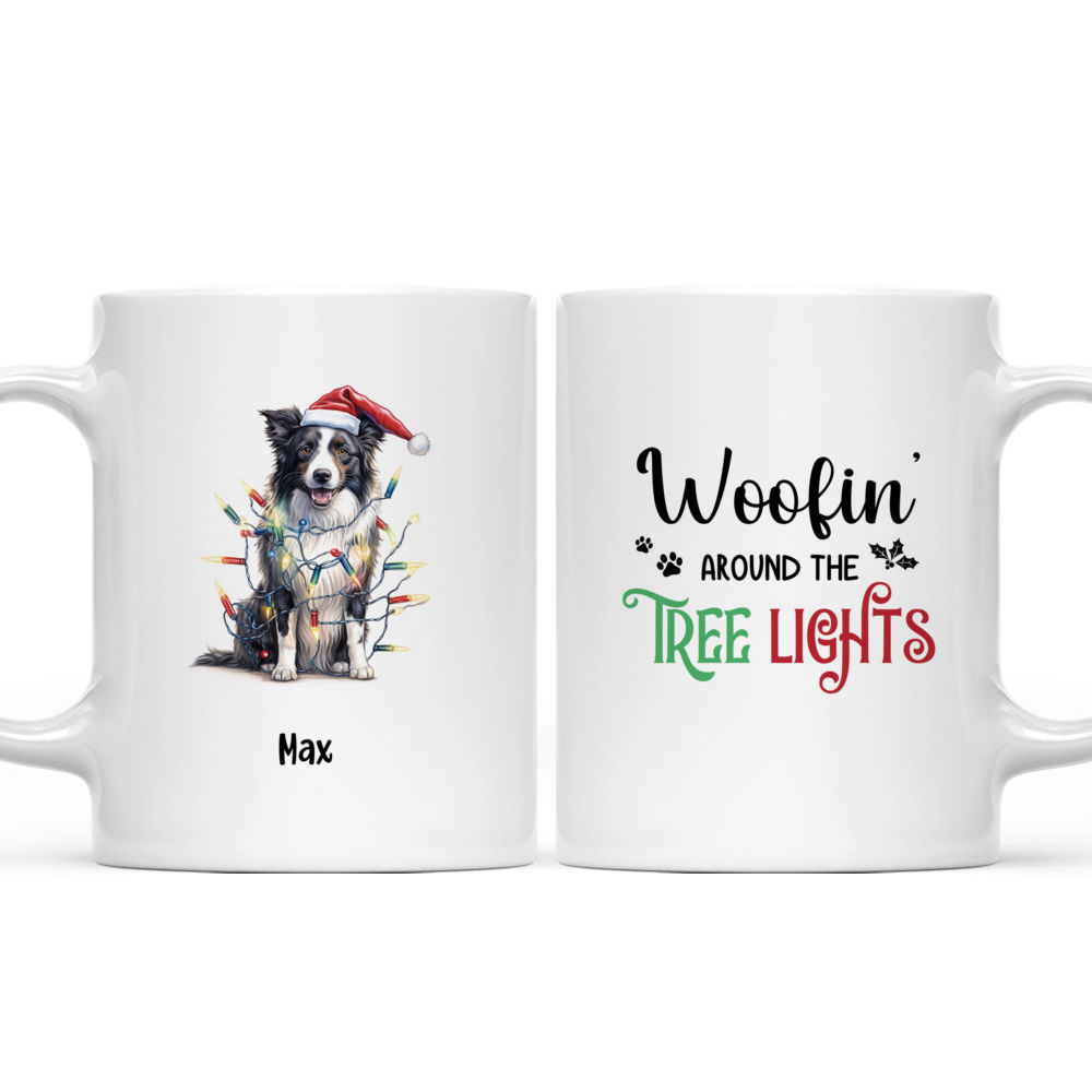 Christmas Border Collie Dog with Christmas Lights