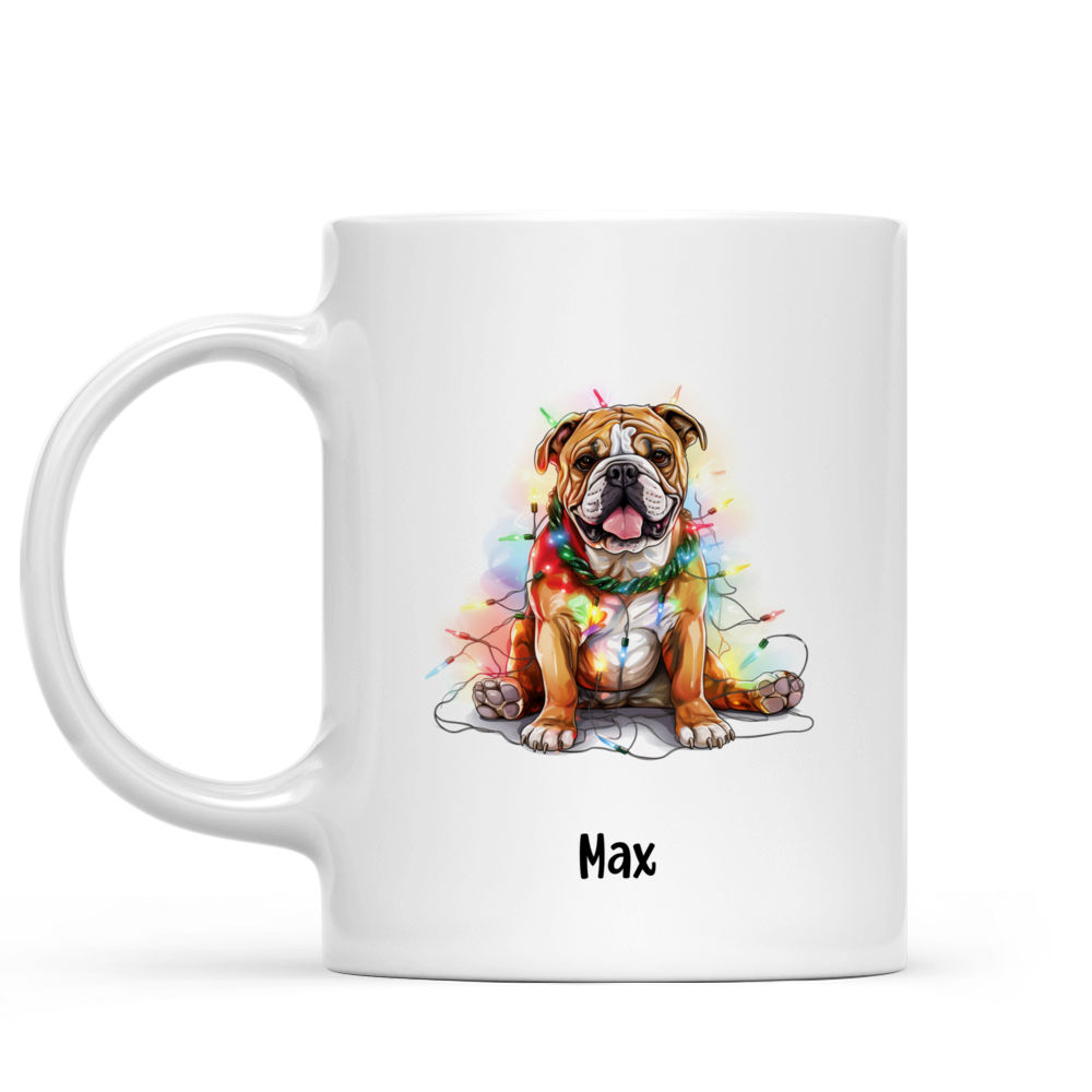 Christmas Dog Mug - Christmas Bulldog with Christmas Lights - Mug_1