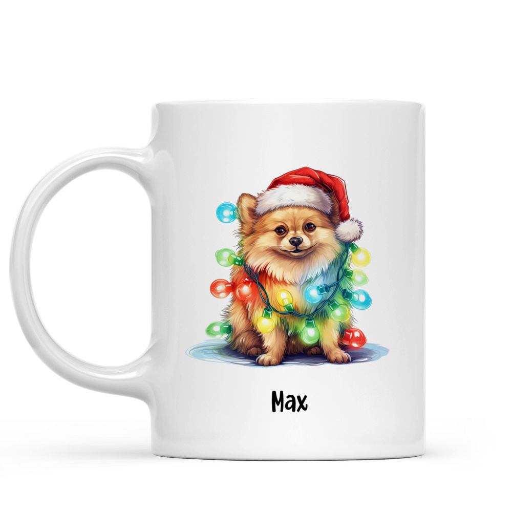 Christmas Dog Mug - Christmas Pomeranian Dog with lights - Mug_1