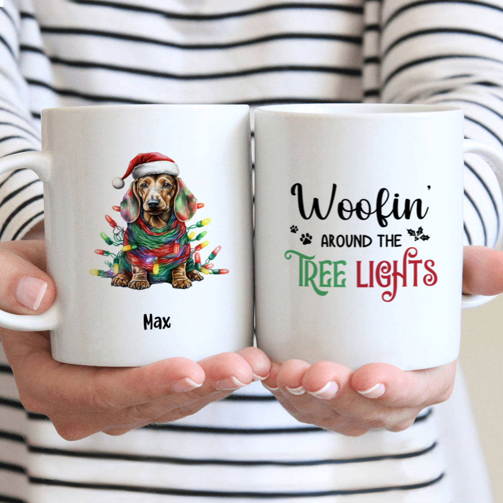 Christmas Dog Mug - Christmas Dachshund Dog With Lights - Mug