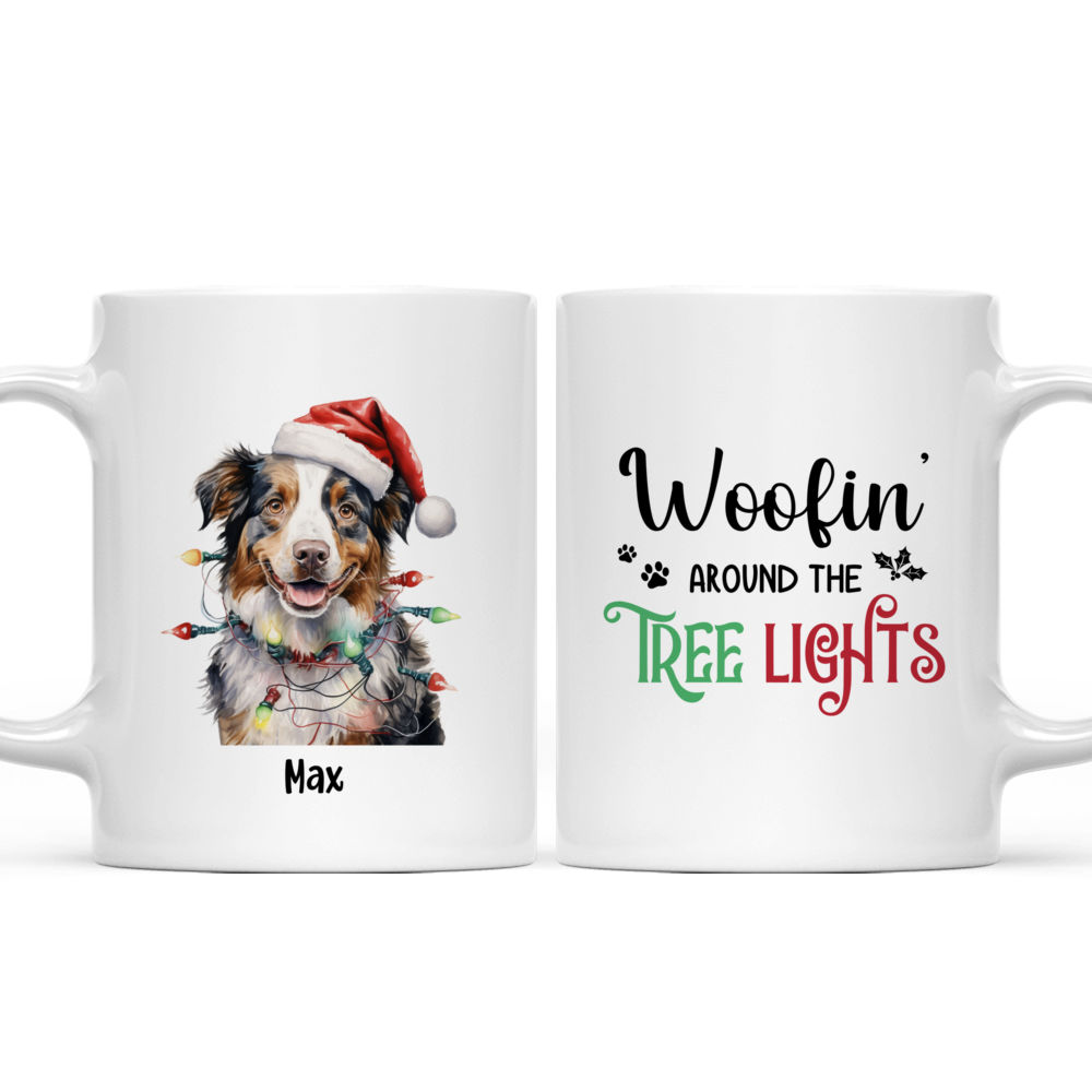 Christmas Australian Shepherd Dog with Christmas Lights