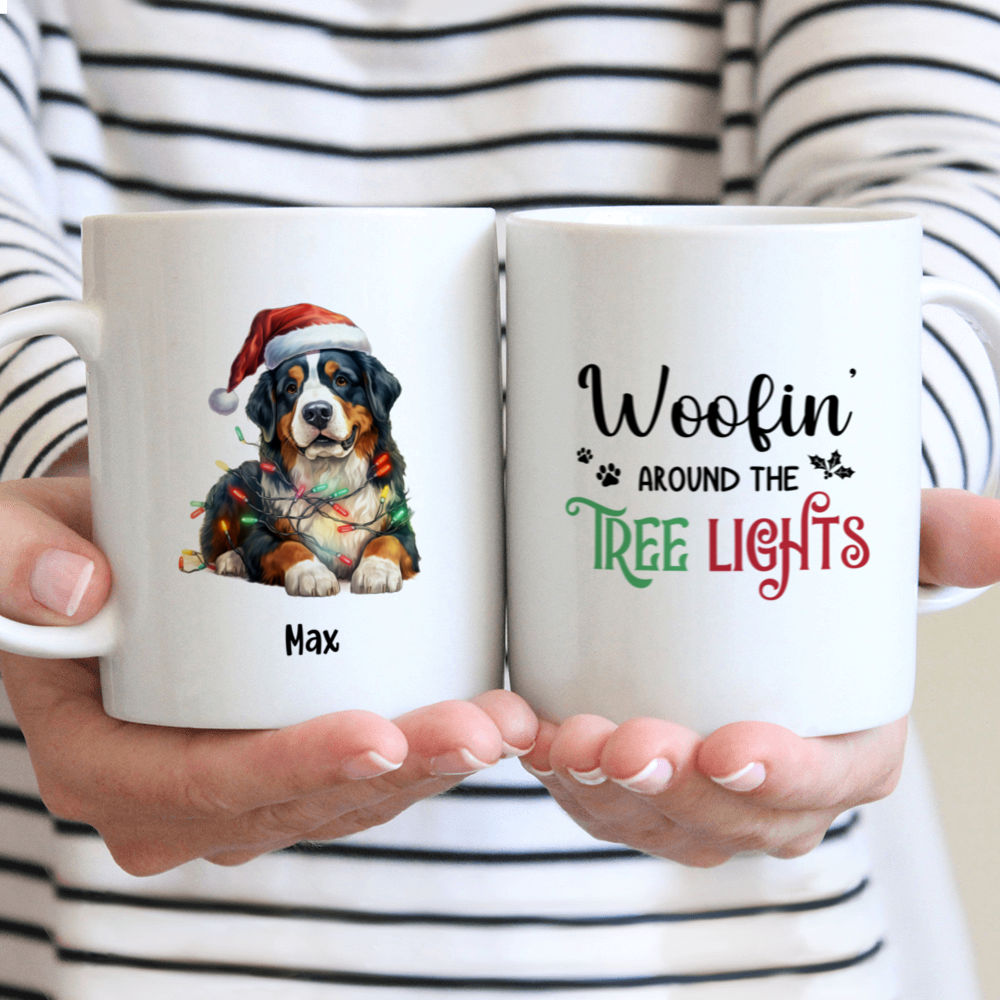 Christmas Dog Mug - Christmas Bernese Mountain Dog with Christmas Lights - Mug