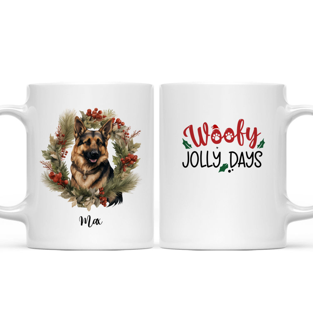 Christmas Dog Mug - Christmas German Shepherd Dog Peeking From Winter Floral Wreath - Mug_3