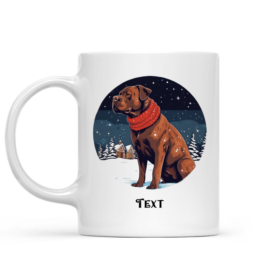 Personalized Mug - Christmas Dog Mug - Christmas Dog Mug: Detailed Cane Corso dog in Winter Village Illustration_1
