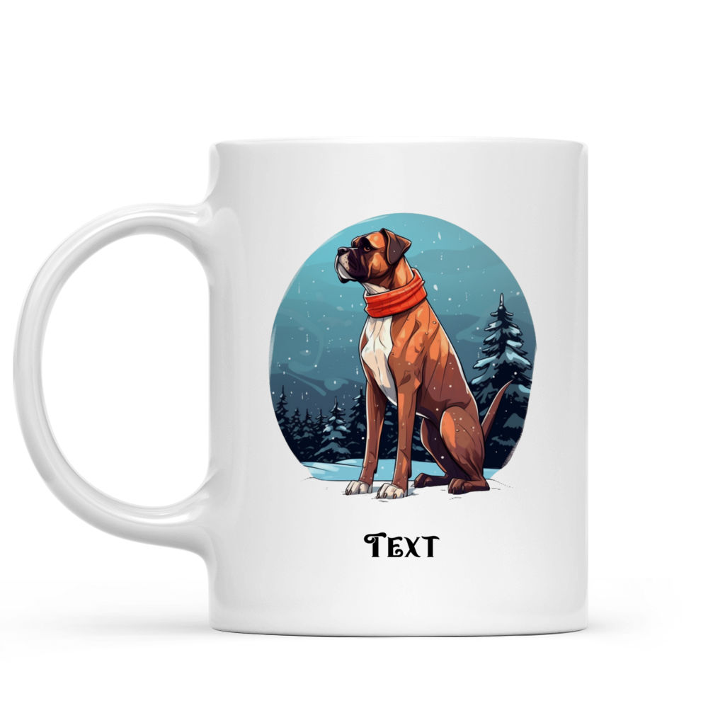 Christmas Dog Mug - Christmas Dog Mug: Detailed Boxer dog in Winter Village Illustration - Mug_1