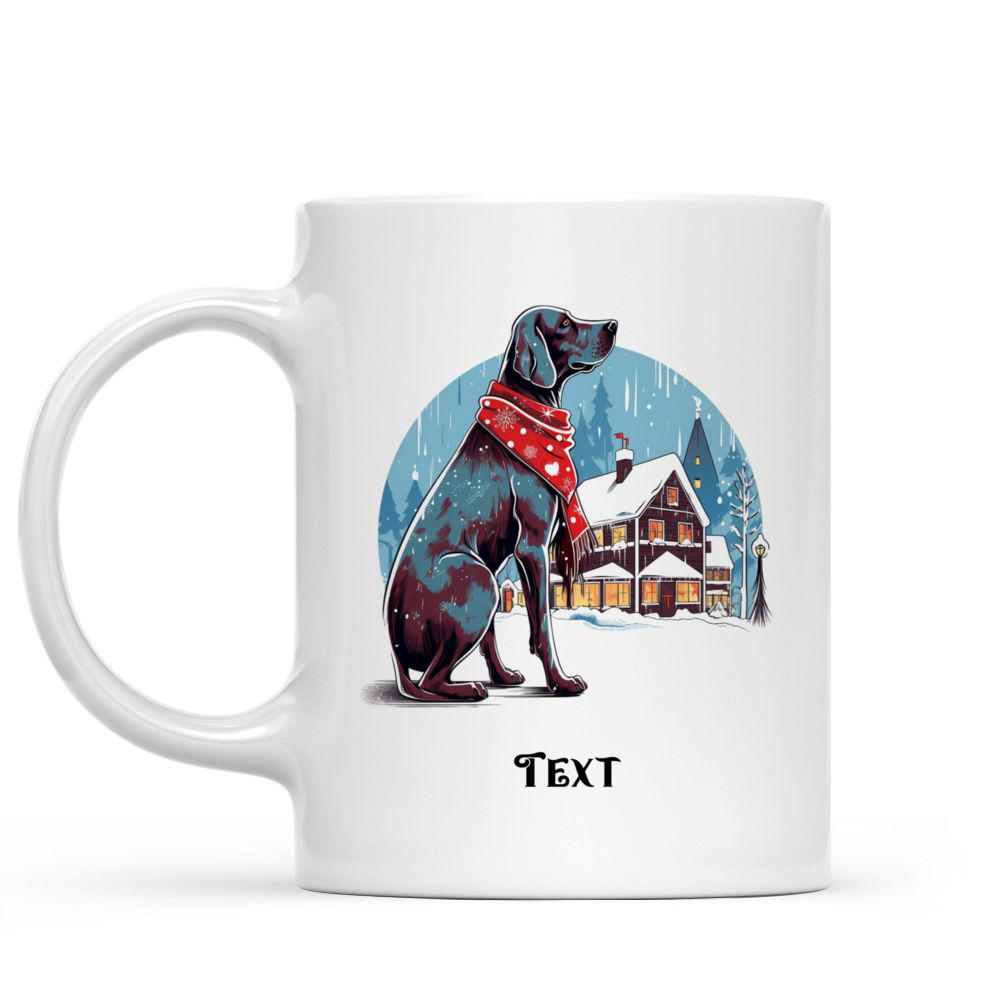 Christmas Dog Mug - Christmas Dog Mug: Detailed German Shorthaired Pointer dog in Winter Village Illustration - Mug_1