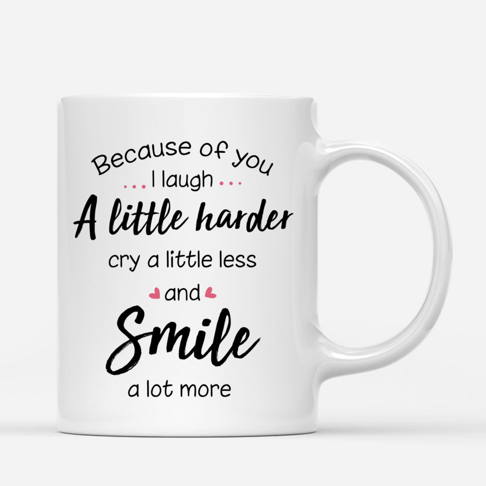 Personalized Mug - Topic - Personalized Mug - 2 Girls - Because Of You I Laugh A Little Harder Cry A Little Less And Smile A Lot More_2