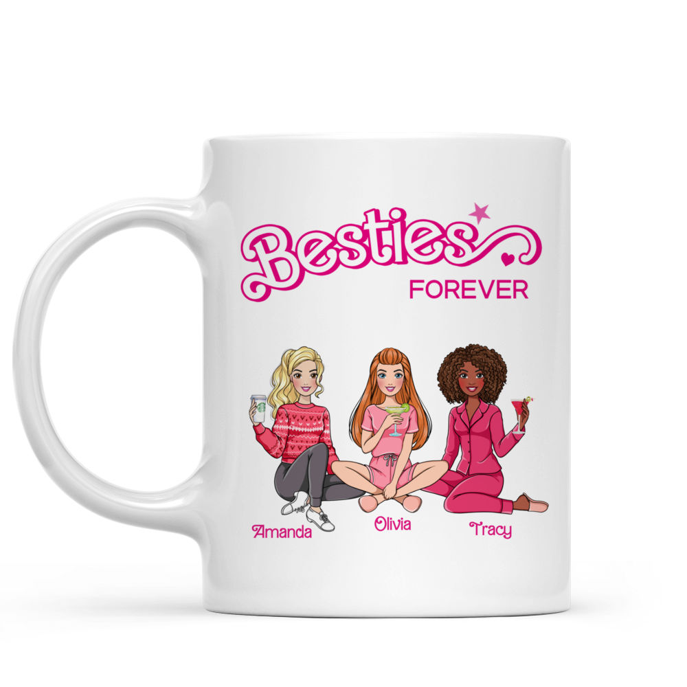 Personalized Mug - Pink Doll - Besties Forever Sisters Forever Friends Forever (v2)_1