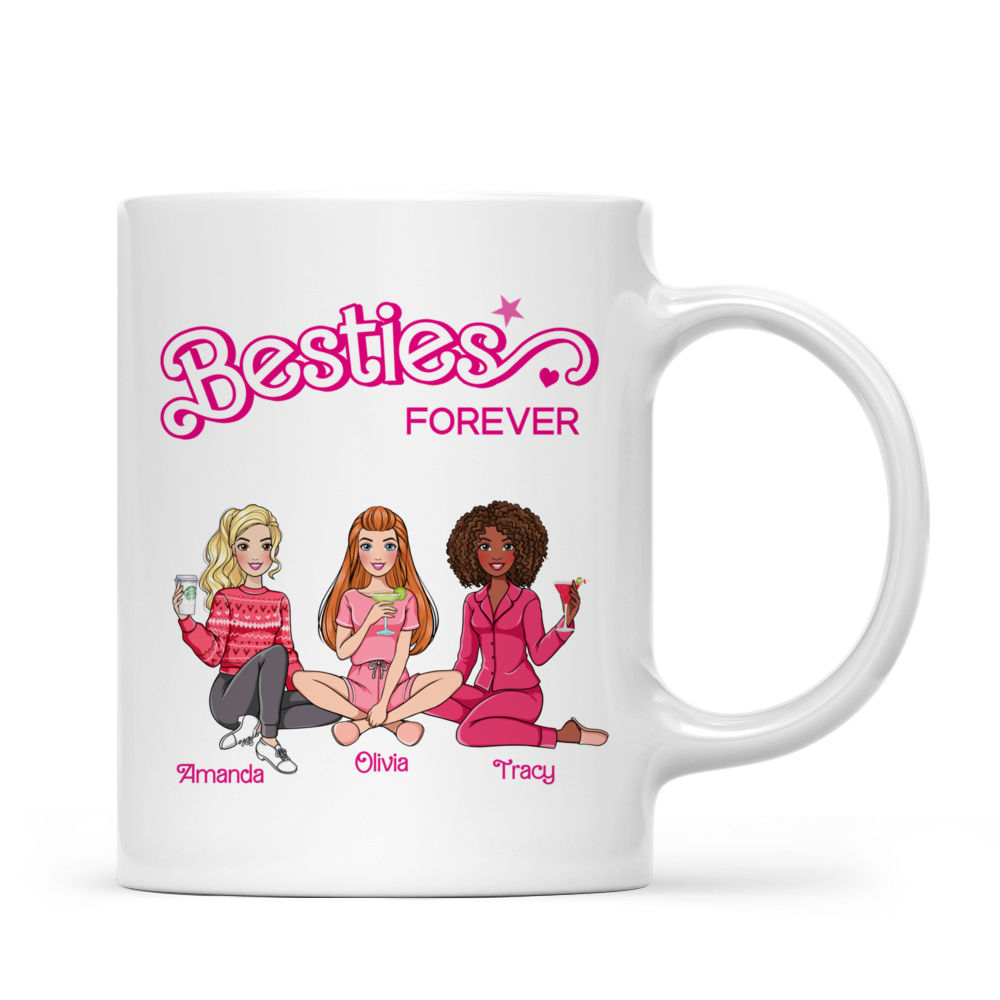 Personalized Mug - Pink Doll - Besties Forever Sisters Forever Friends Forever (v2)_2